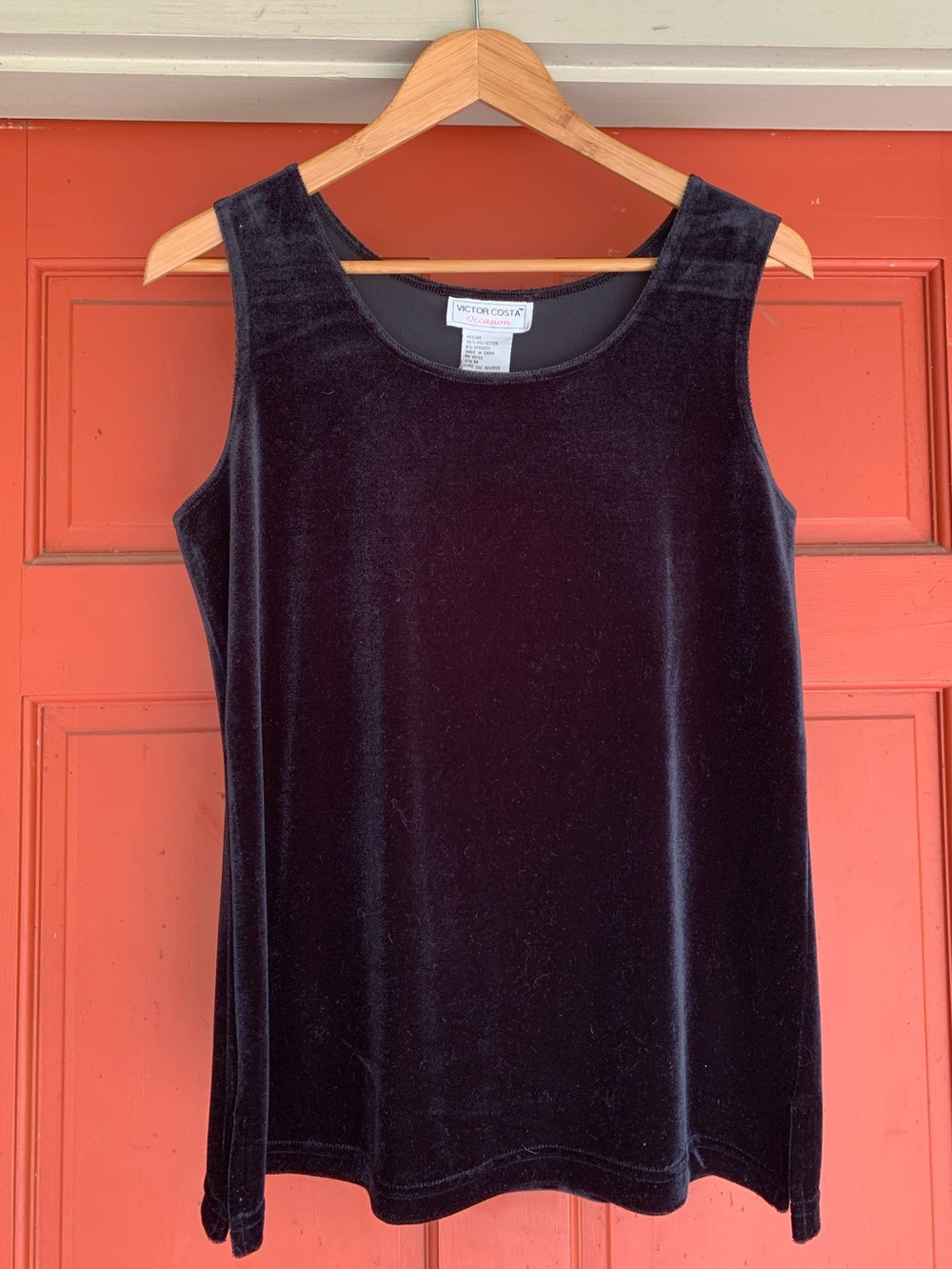 NWT Victor Costa Black Velvet Sleeveless Top